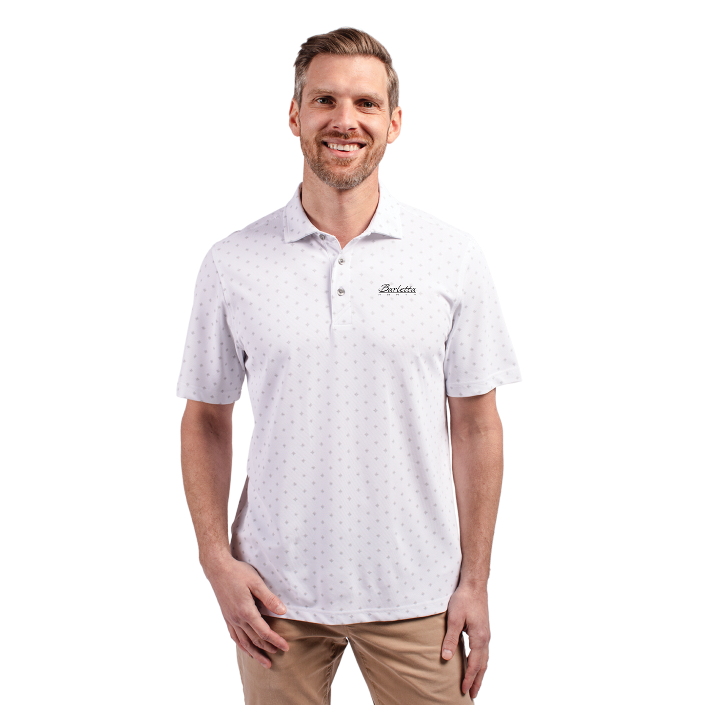 Cutter & Buck Virtue Recycled Tile Print Featherlight Pique Mens Polo