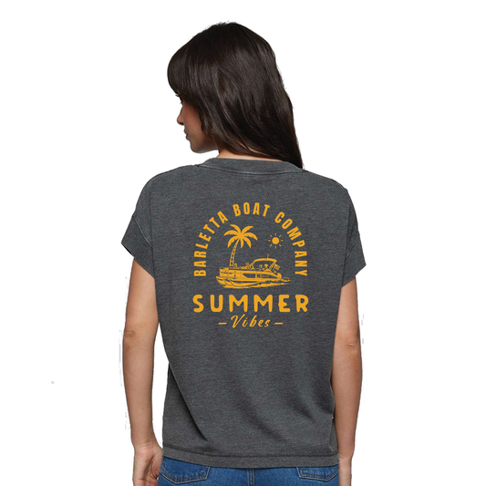 Barletta Summer Vibes Boat Women's Vintage Wash Crop Tee