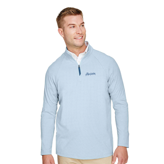 Devon & Jones Men's CrownLux Performance® Clubhouse Micro-Stripe Quarter-Zip Pullover