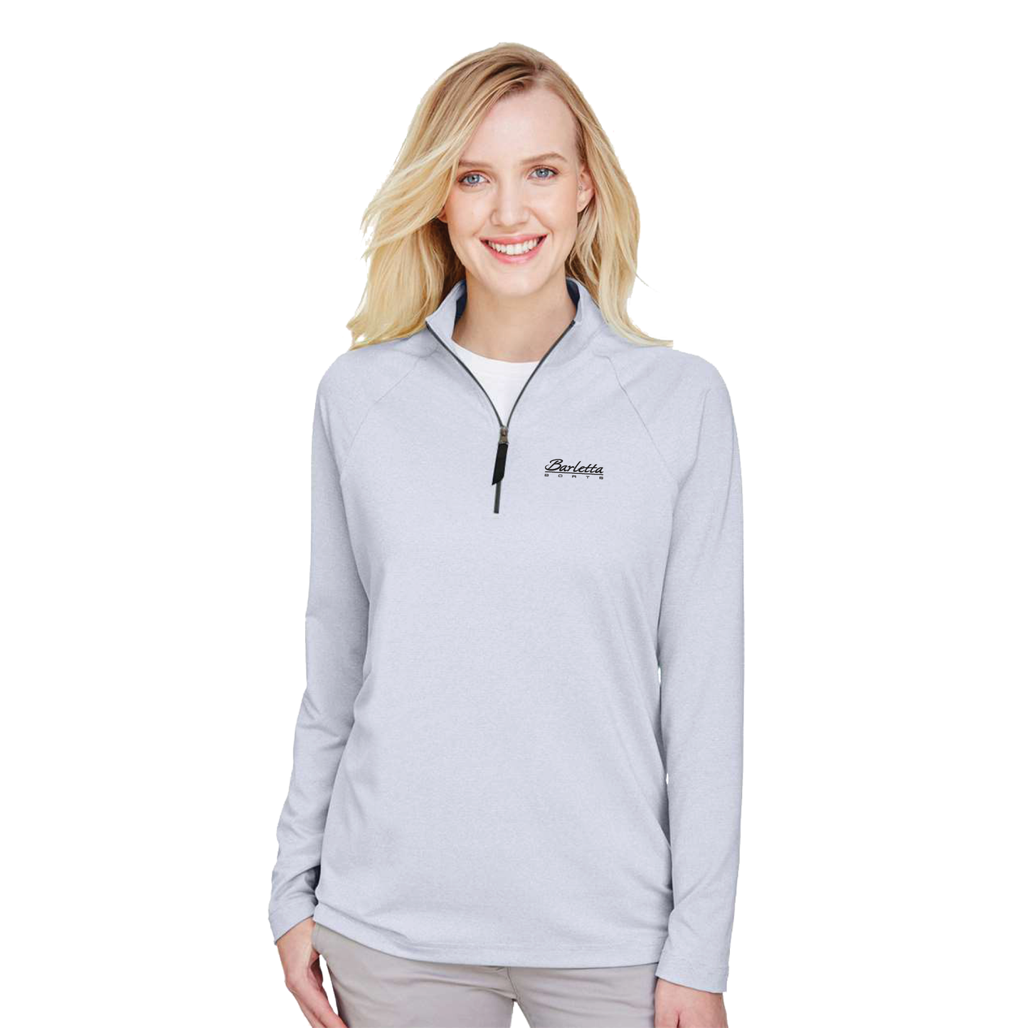 Devon & Jones Women's CrownLux Performance® Clubhouse Micro-Stripe Quarter-Zip Pullover