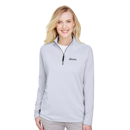 Devon & Jones Women's CrownLux Performance® Clubhouse Micro-Stripe Quarter-Zip Pullover