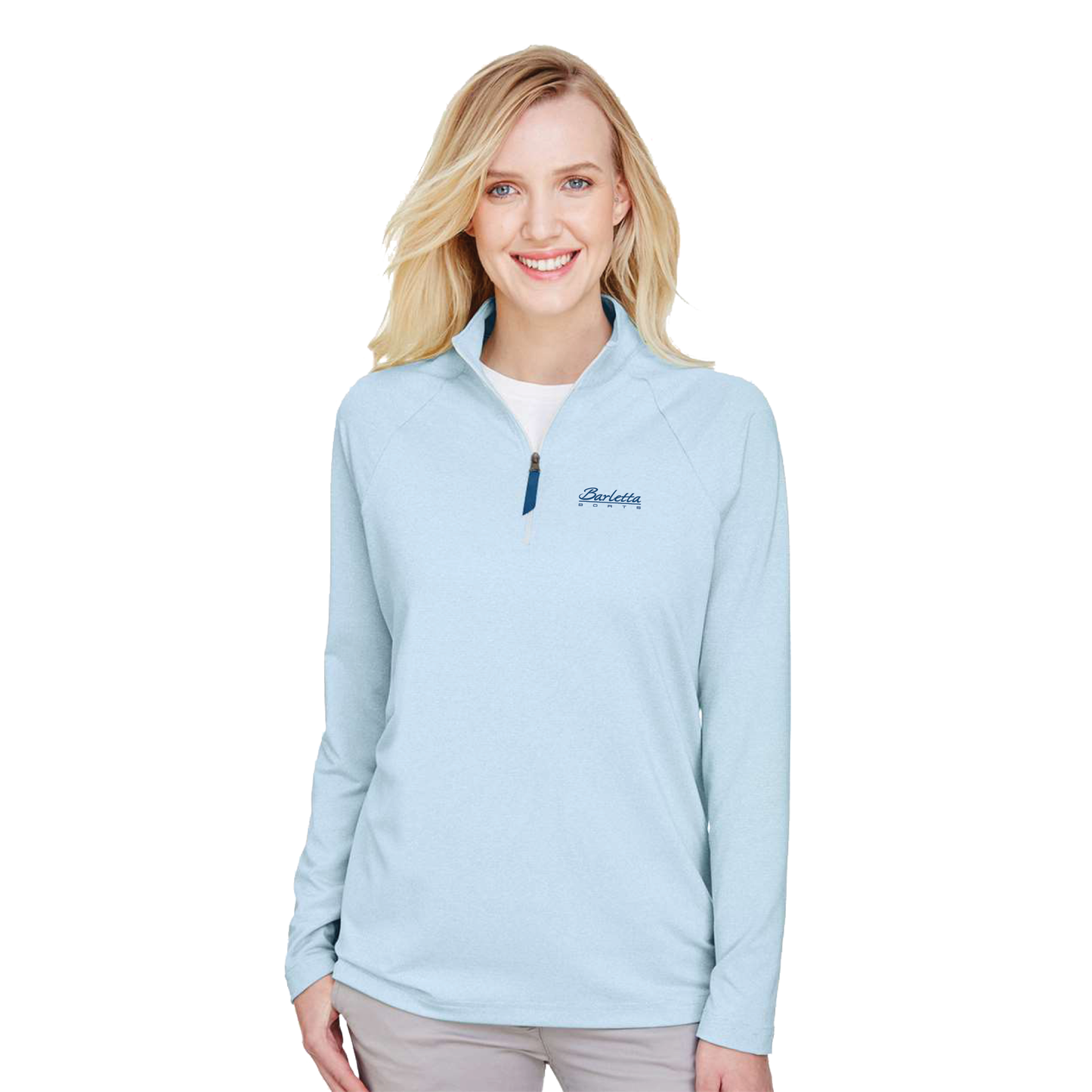 Devon & Jones Women's CrownLux Performance® Clubhouse Micro-Stripe Quarter-Zip Pullover