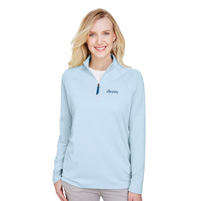 Devon & Jones Women's CrownLux Performance® Clubhouse Micro-Stripe Quarter-Zip Pullover
