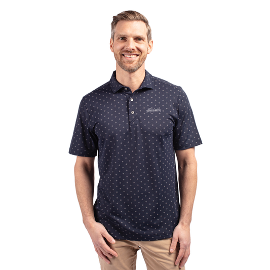 Cutter & Buck Virtue Recycled Tile Print Featherlight Pique Mens Polo